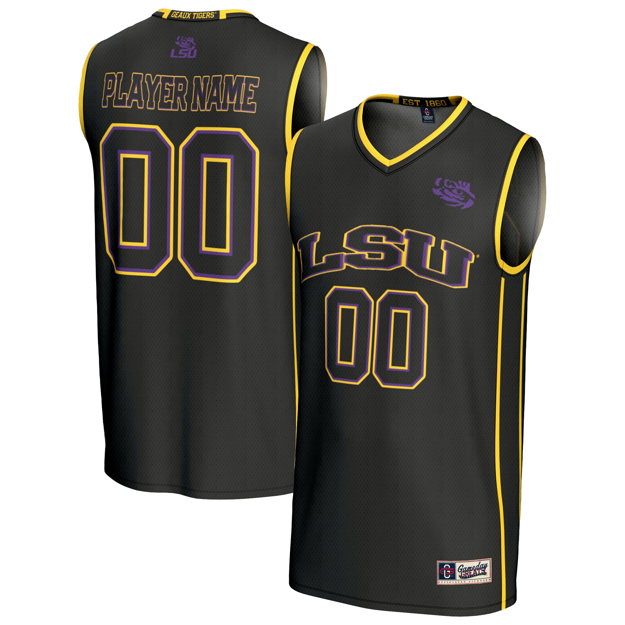 [DDG] Youth LSU Tigers GameDay Greats Lightweight Collegiate Men's Basketball NIL Pick-A-Player Fashion Jersey - Black