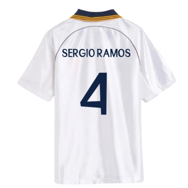 Excellent 1998-2000 Real Madrid Reissue Main Jersey (sergio Ramos 4)