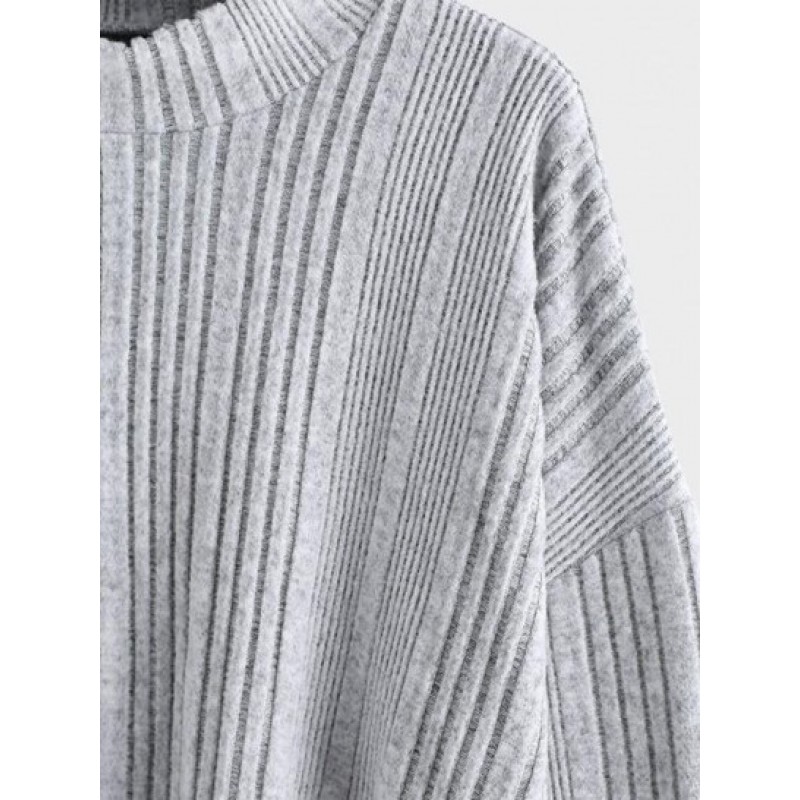 Ribbed Drop Shoulder Knit Slouchy T-shirt PC7959