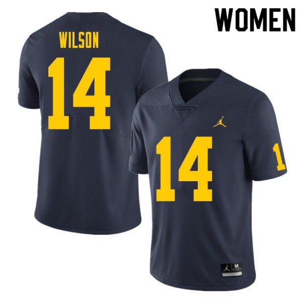 Navy Michigan Wolverines #14 Jordan Women Team Color Official Replica