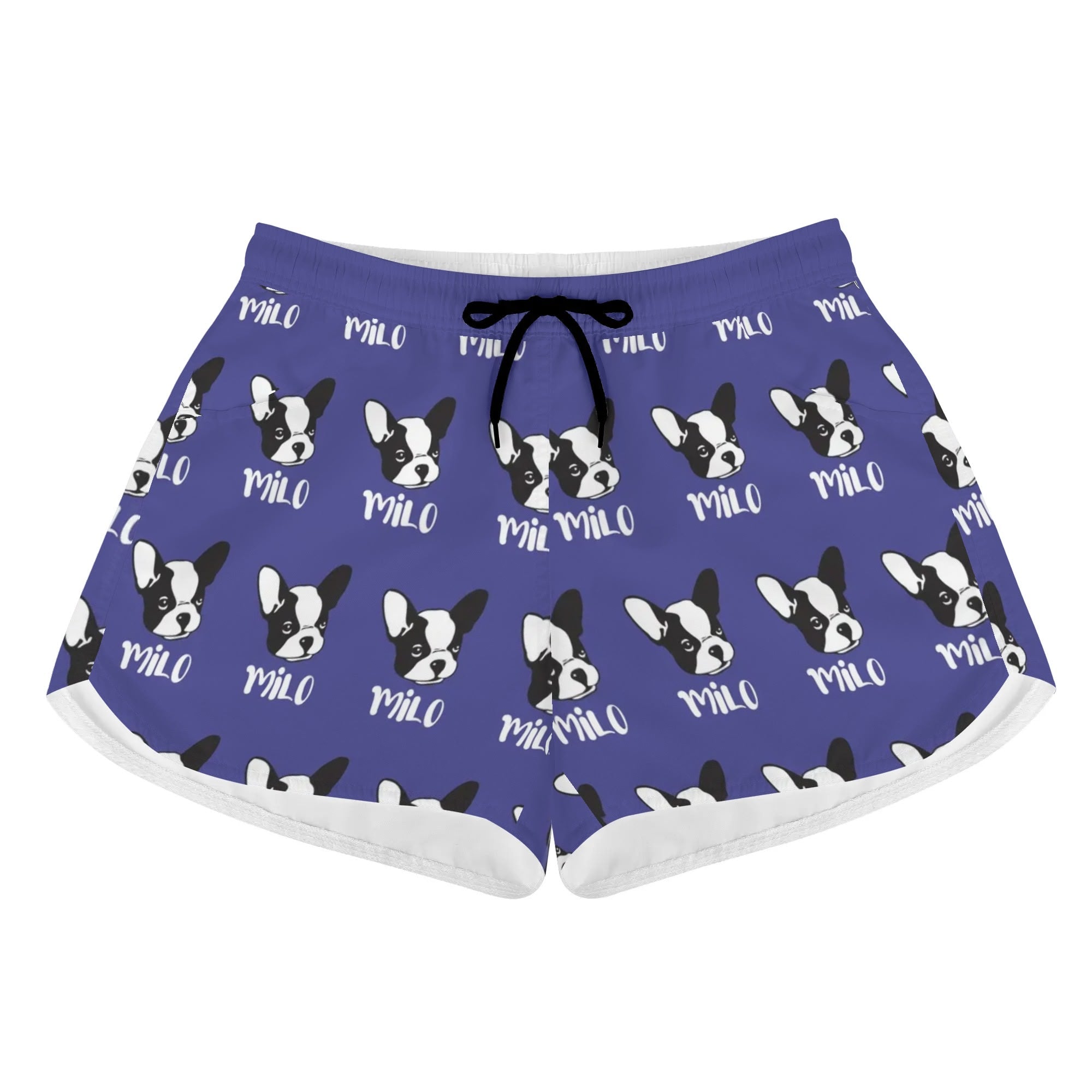 Premium Custom Women's Beach Shorts With French Bulldog Name for Street