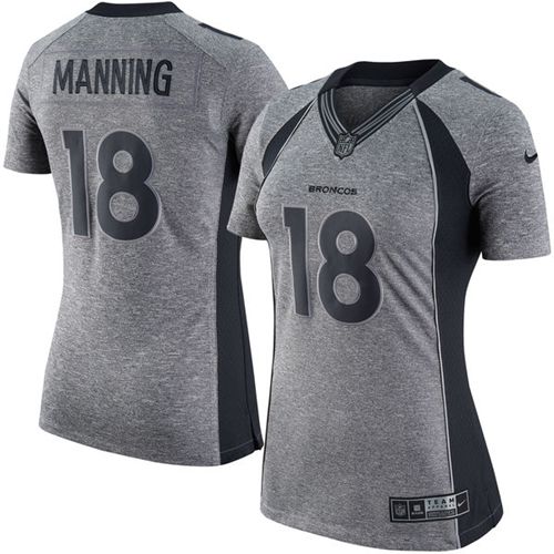 Authentic NFL s Denver Broncos #18 Peyton Manning Gray Limited Jersey
