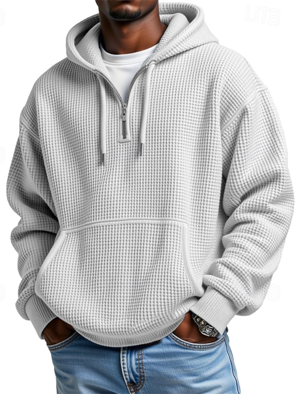 Men's Straight Leg Sweatpants Waffle Pants Drawstring Lattice