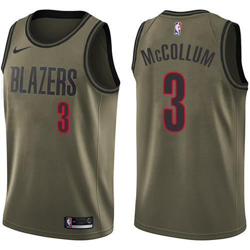 Nike Portland Trail Blazers #3 C.J. McCollum Green Salute to Service Youth NBA Swingman Jersey Youth