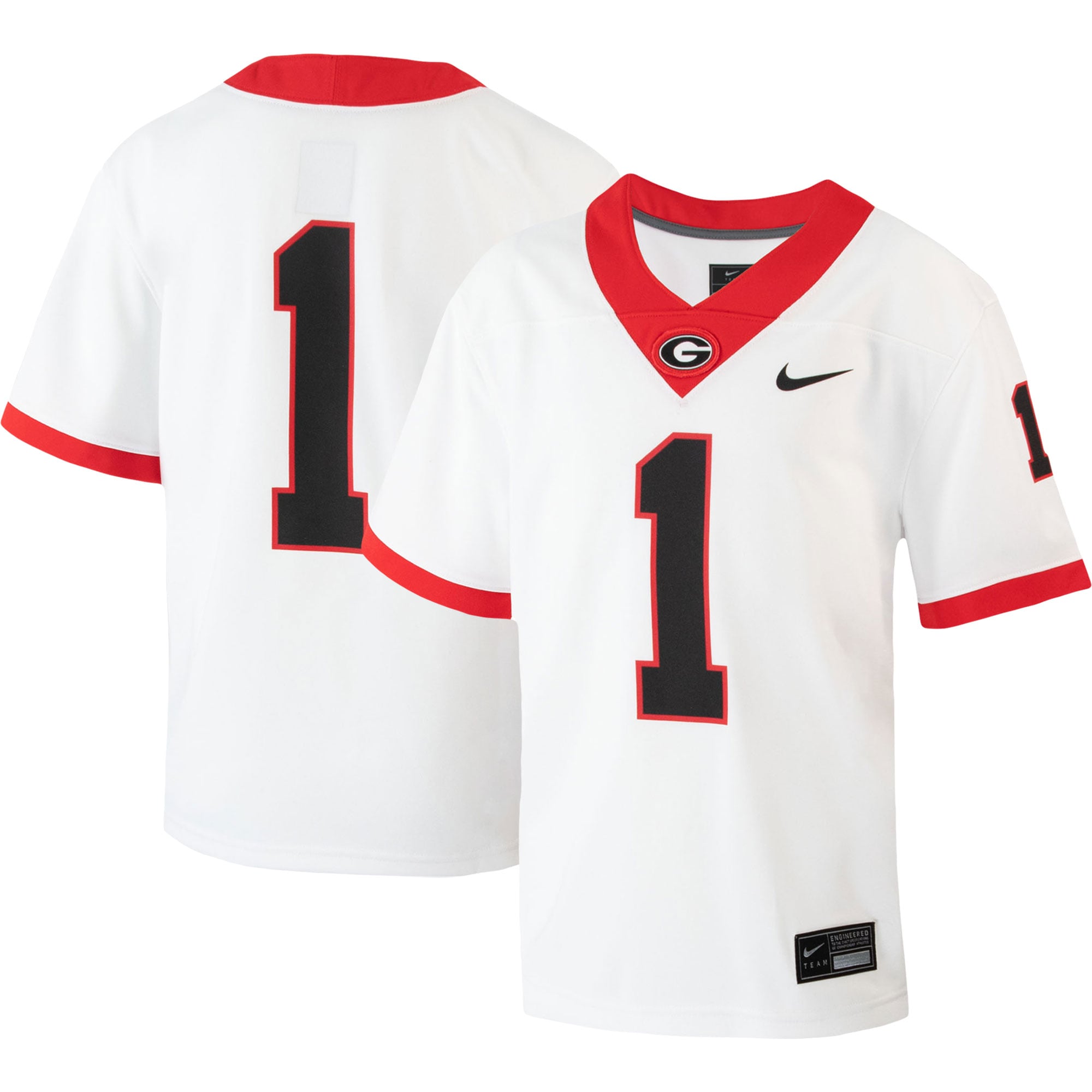 #1 Georgia Bulldogs Nike Youth Away Untouchable Jersey - White