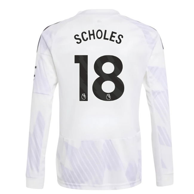 Top Tier Football Man Utd Long Sleeve Away Shirt Kids Scholes #18 ...