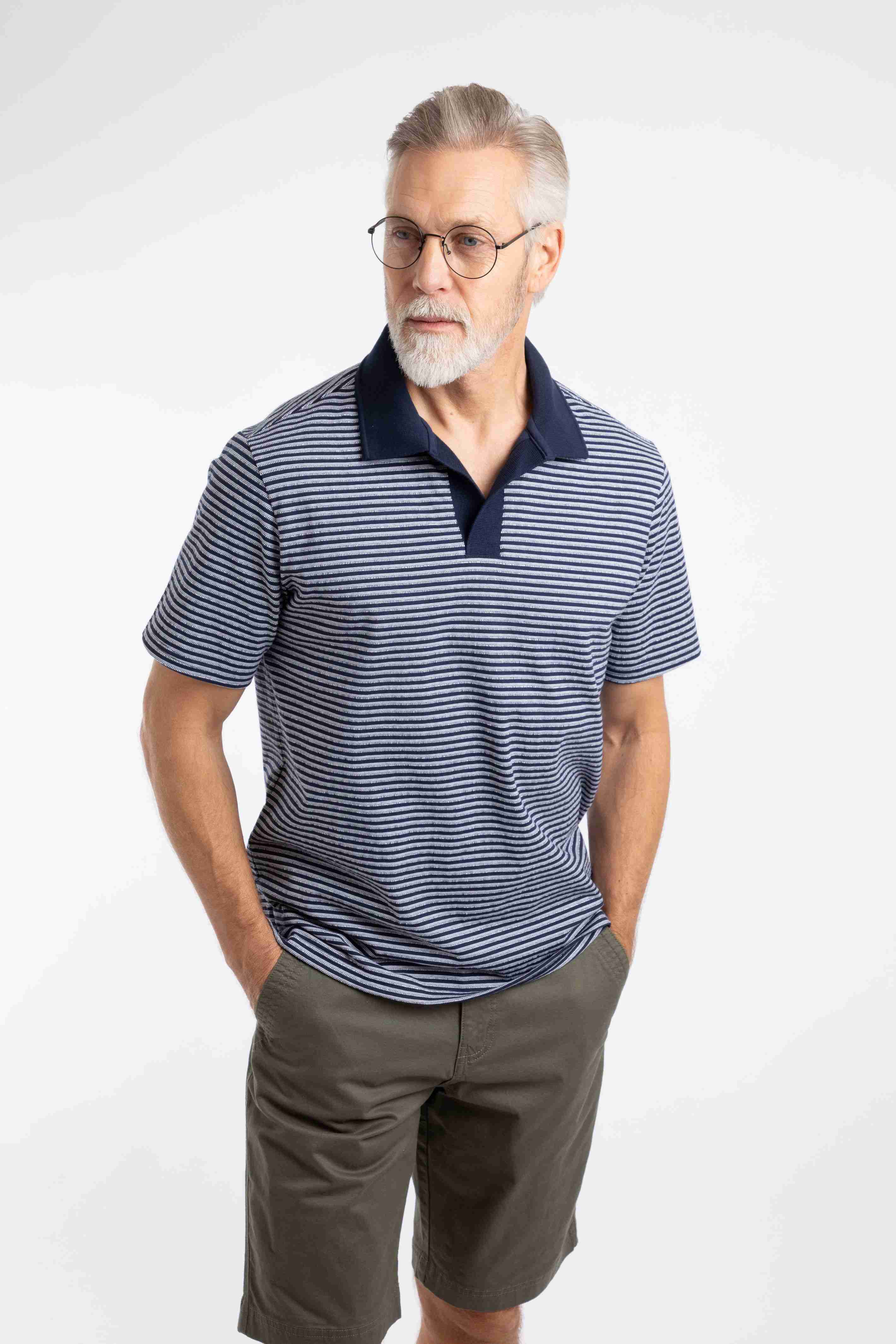 Virgil Striped Polo Shirt Navy