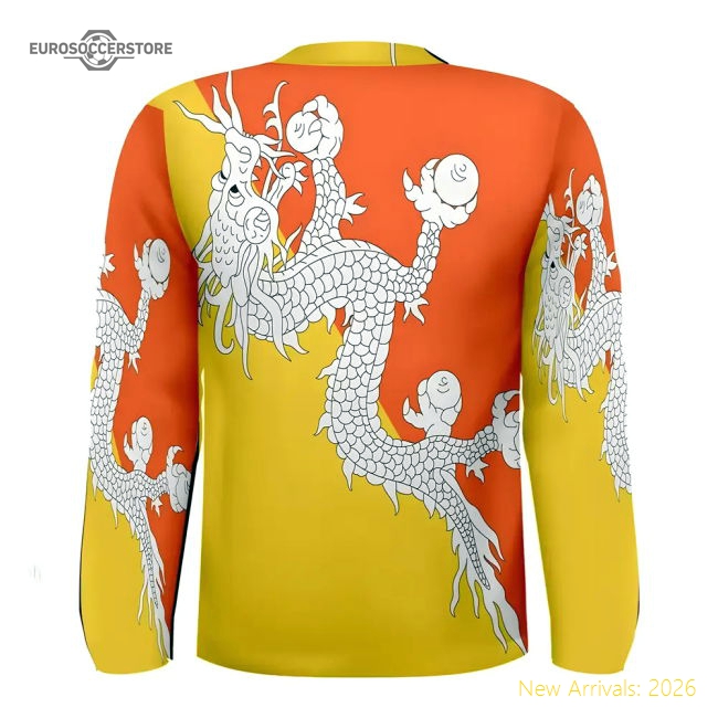 Bhutan Flag Long Sleeve Sublimated Sports Jersey