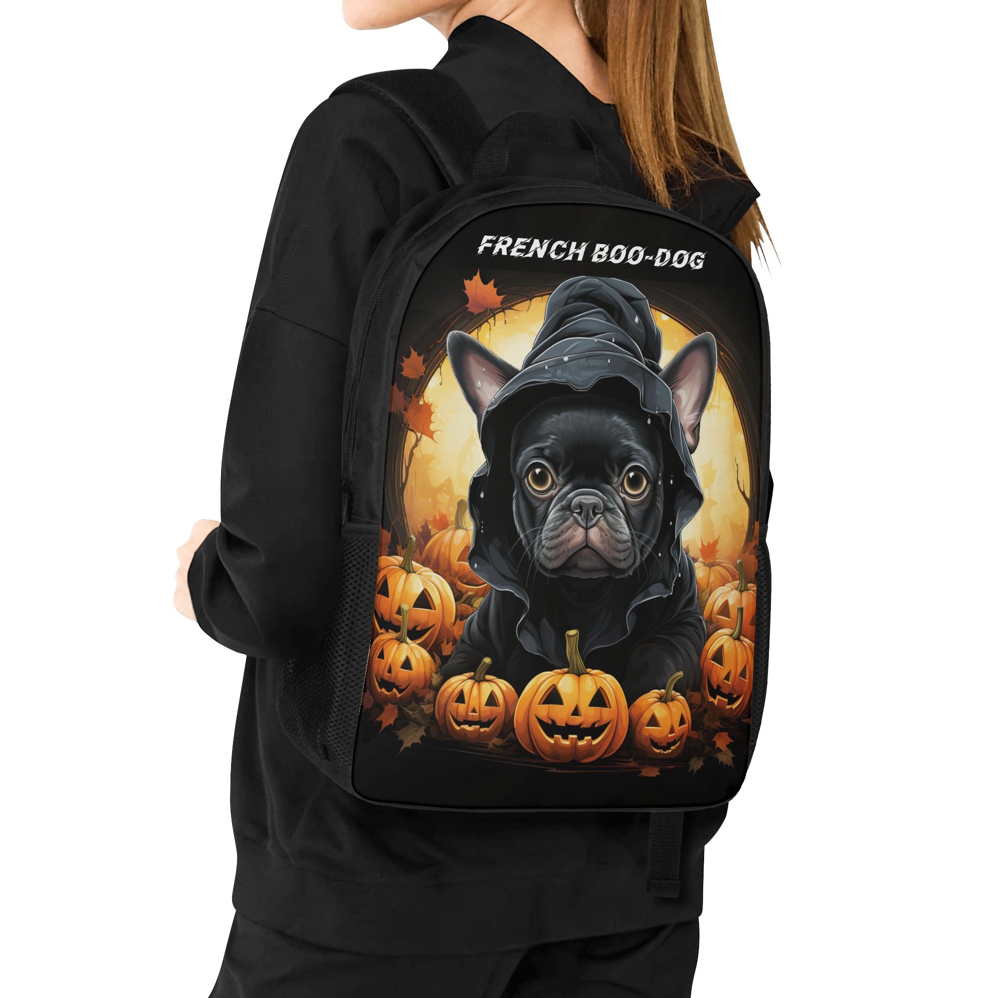 Culture-Inspired French Boo-dog - 17 Inch Laptop Backpack for French