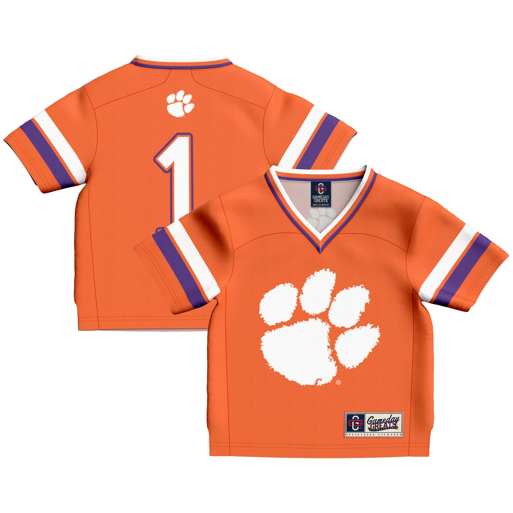 Infant #1 Orange Clemson Tigers Lightweight Collegiate Football Fashion Jersey