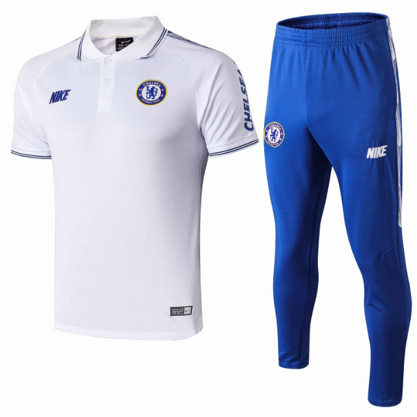 2019-20 CHELSEA WHITE POLO SHIRT WITH PANTS - Official Replica 5489
