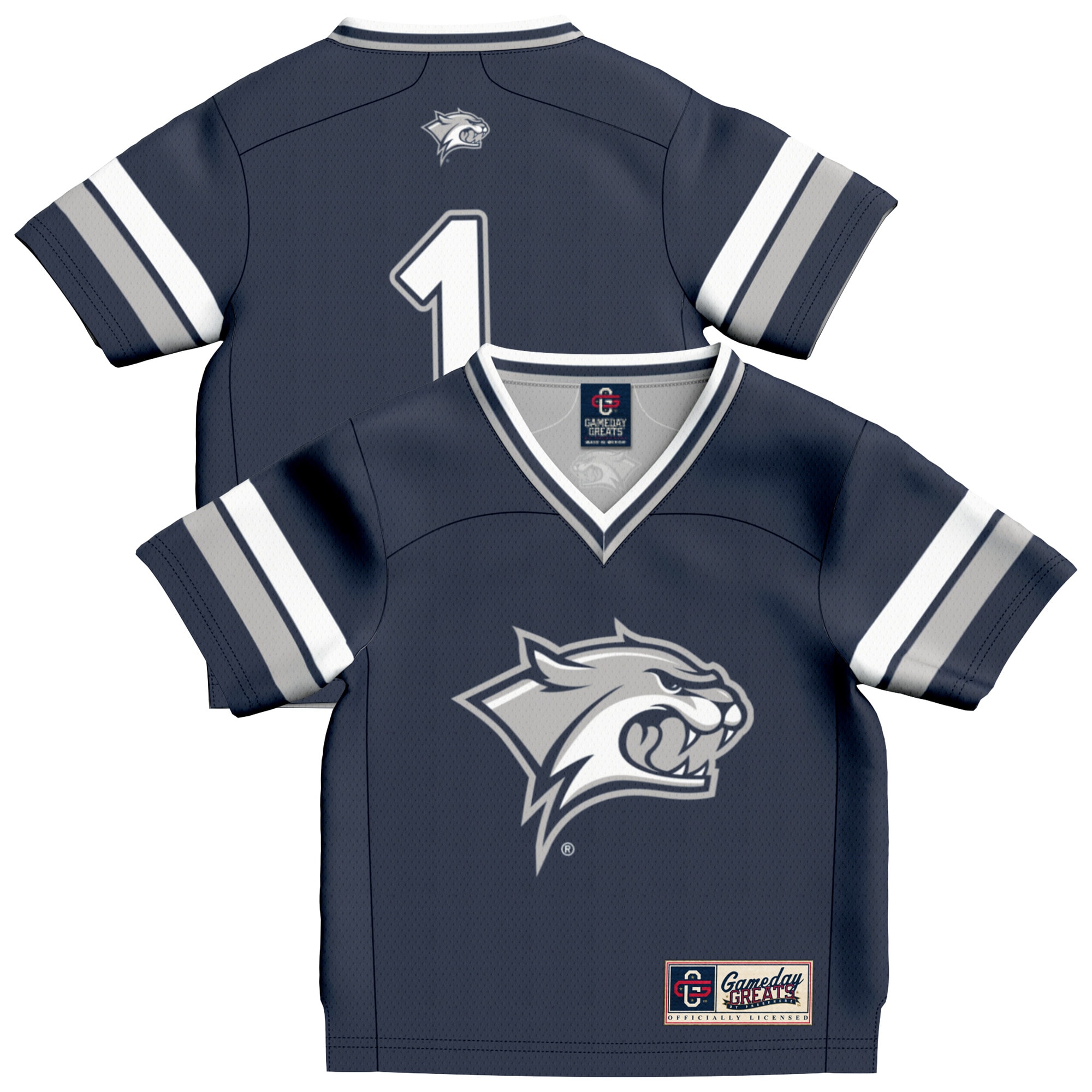 #1 New Hampshire Wildcats GameDay Greats Infant Collegiate Football Fashion 26/27 Football Jersey - Navy