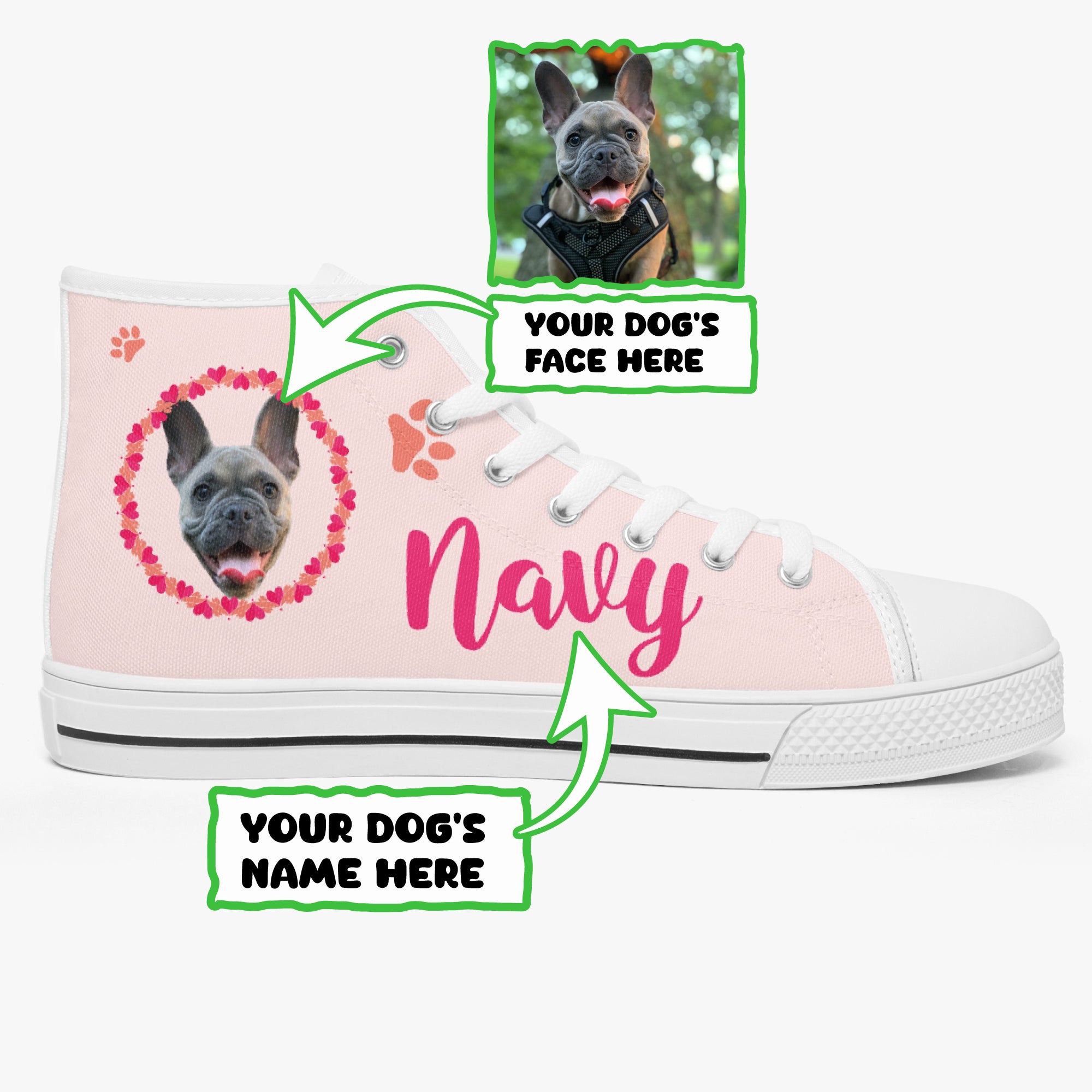French Bulldog Lover Violet Personalized Classic High Top Canvas Shoes Casual Footwear