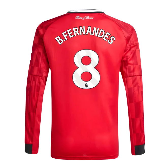2025-2026 Man Utd Long Sleeve Home Shirt (Kids) (B.Fernandes 8)