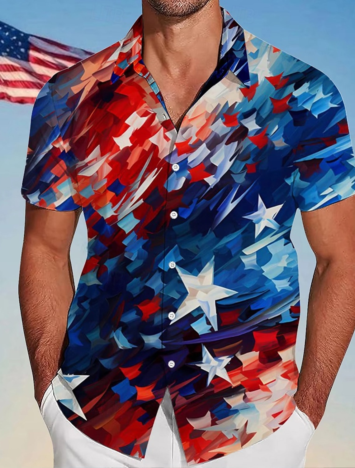 Independence Day Men's US Flag Patriotic Fourth of July Shirt Summer Shirt Button Up Shirt Short Sleeve Fashion Casual Outdoor Holiday Summer Spring Turndown 3D Print
