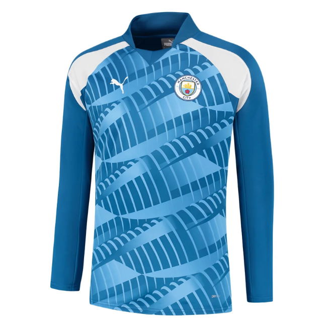 2023-2024 Man City Pre-Match LS Sweat Top (Lake Blue) (Limited Edit...