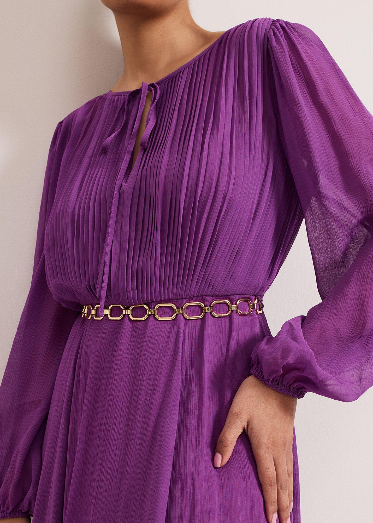 Petite Amal Purple Pleated Bodice Maxi Dress