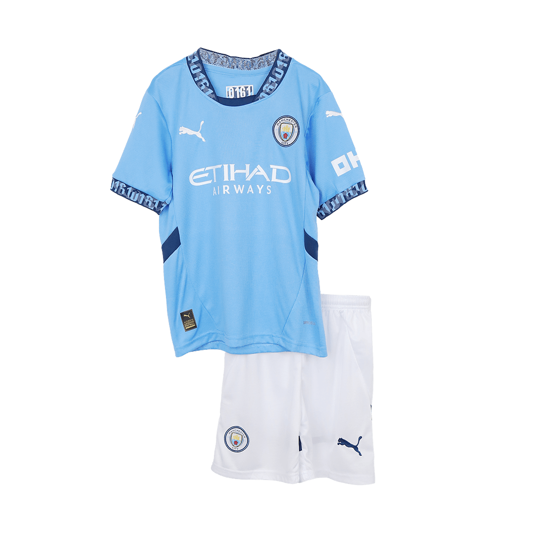 Kid's Manchester City Home Soccer Jersey Kit(Jersey+Shorts) 2024/25Aut