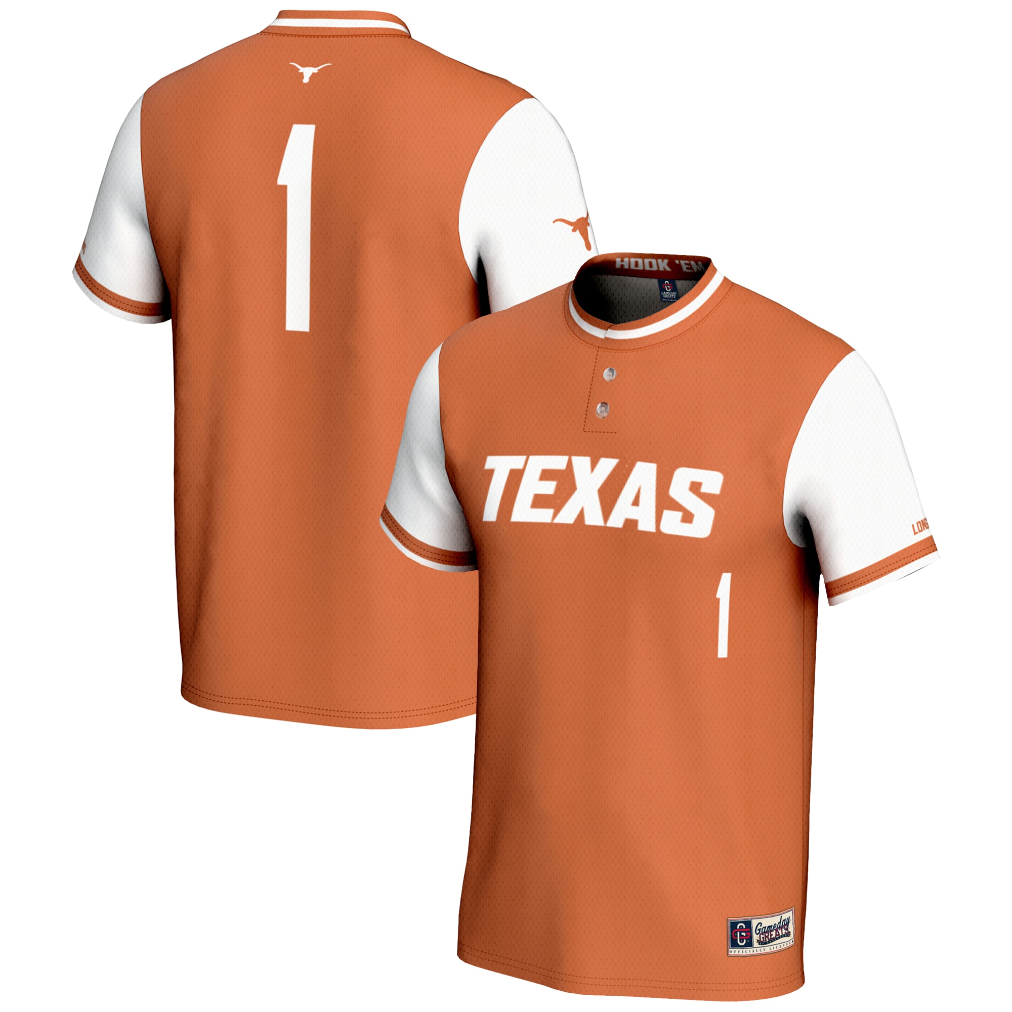 [NJP] Youth Texas Longhorns GameDay Greats Lightweight Softball Jersey - Burnt Orange