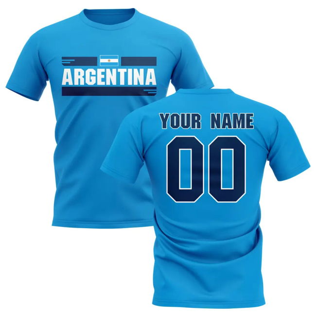 Kit Personalised Argentina Fan Football T-Shirt (Sky Blue)