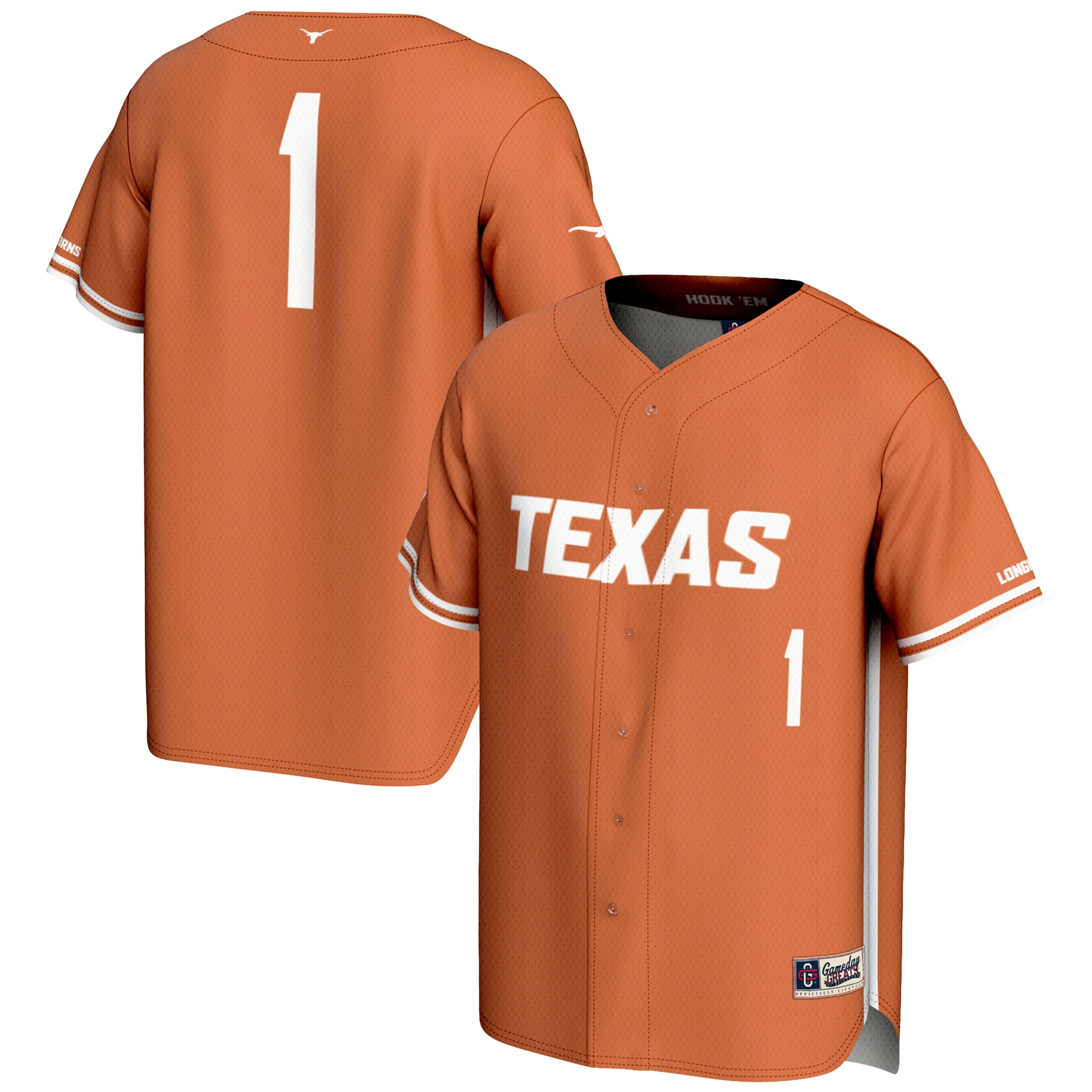 [NJP] Texas Longhorns GameDay Greats Youth Lightweight Baseball Jersey - Burnt Orange
