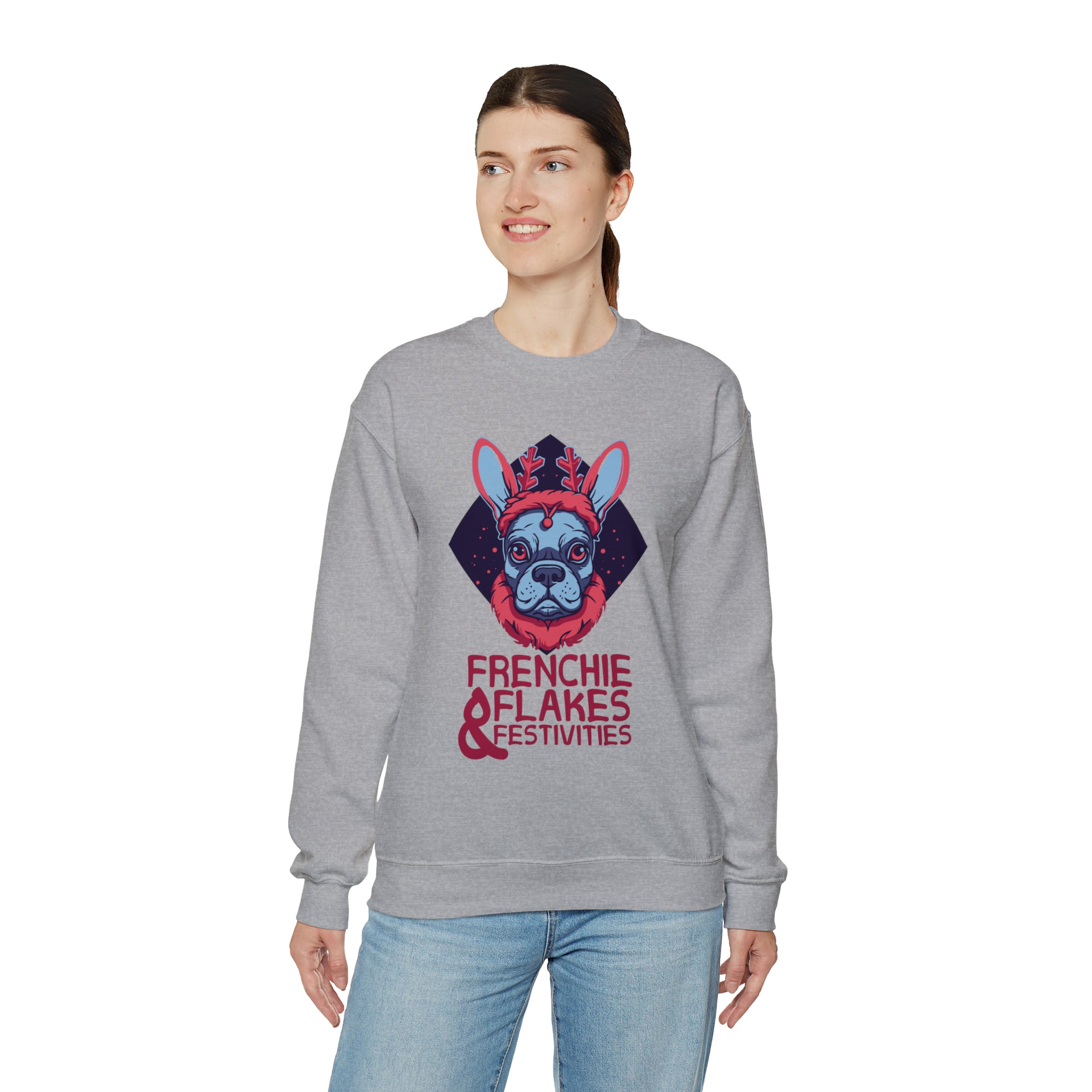 Frenchie Festivities Sweater - Comfy Unisex Sweatshirt Casual Wear