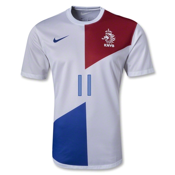 Moisture Wicking 2013 Netherlands 11 ROBBEN Away White Jersey Shirt