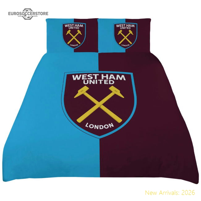 Official West Ham United Fc Colour Split King Duvet Set - Premium