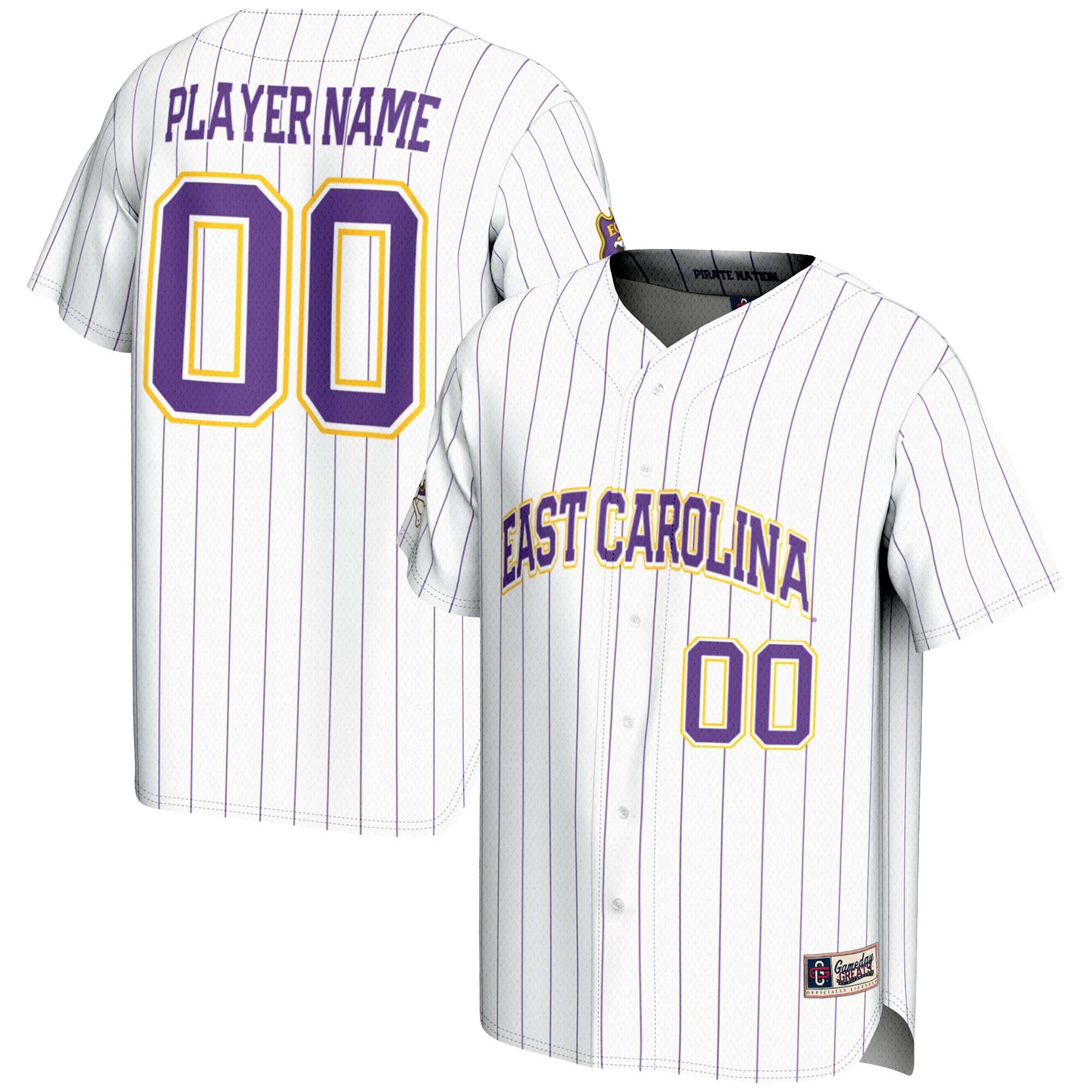 [NJP] ECU Pirates GameDay Greats NIL Pick-A-Player Lightweight Baseball Jersey - White