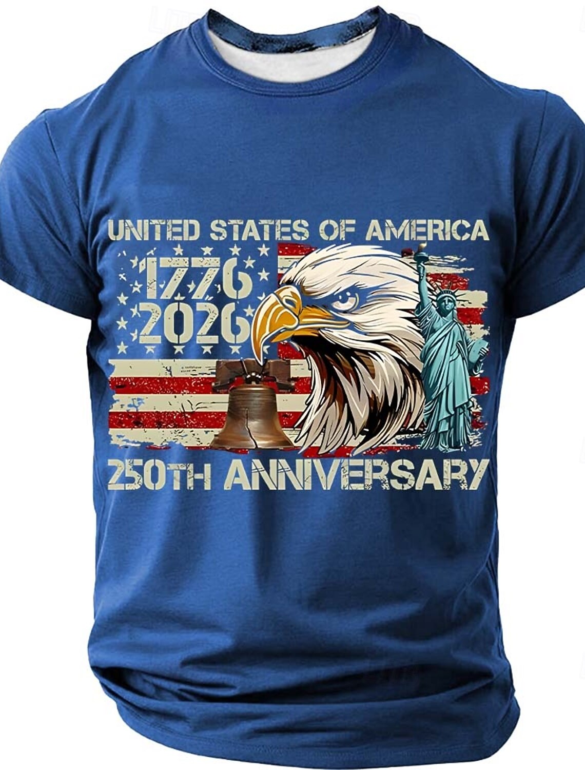 4th of July 2026 250th Memorial Day Men's 3D Print US Flag Crew Neck Short Sleeve T-Shirt Daily Street