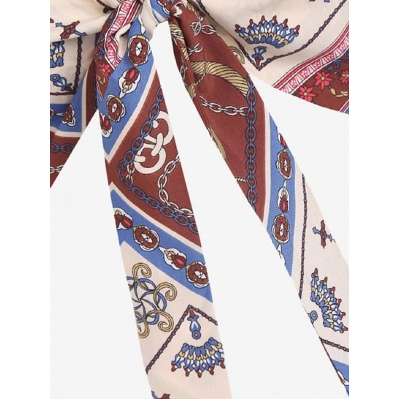 Chain Scarf Print Tie Bandeau Top AW9444