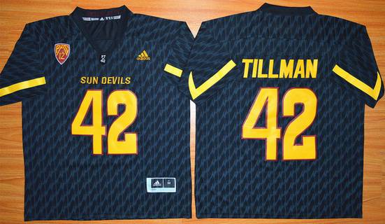 alternate jersey Men's None Pat Tillman #42 Black 2015 Football Jersey