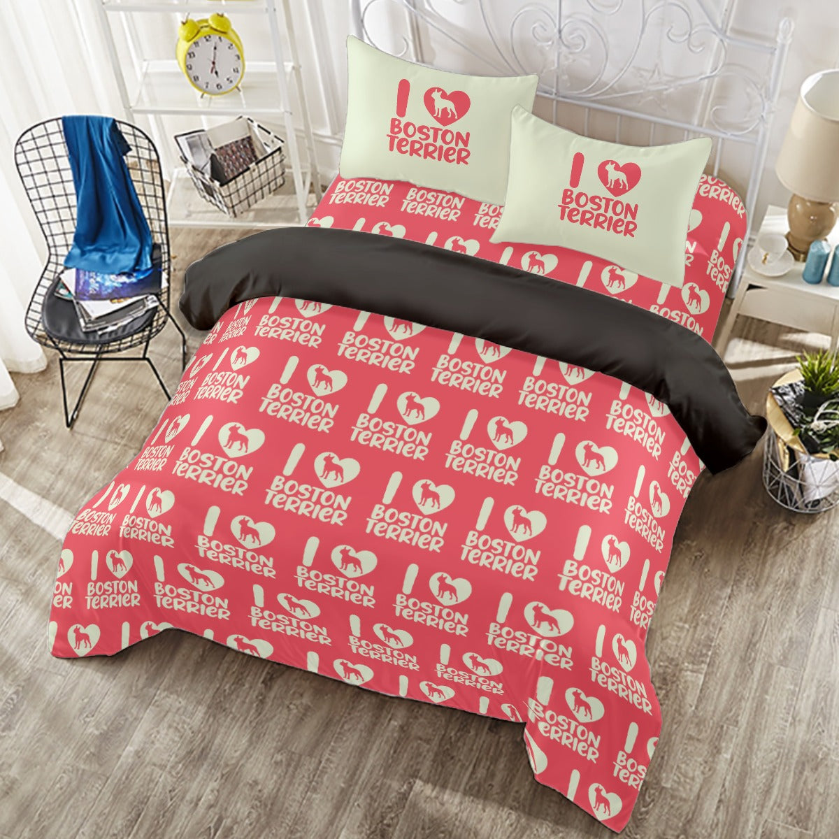 Duvet Cover Set For Boston Terrier Lovers Indoor Use | Non-slip Design
