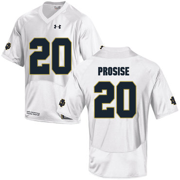 replica Men's ND Irish None #20 White 2024 Football Jersey official