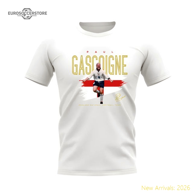 Paul Gascoigne England Football Celebration T-Shirt (White)