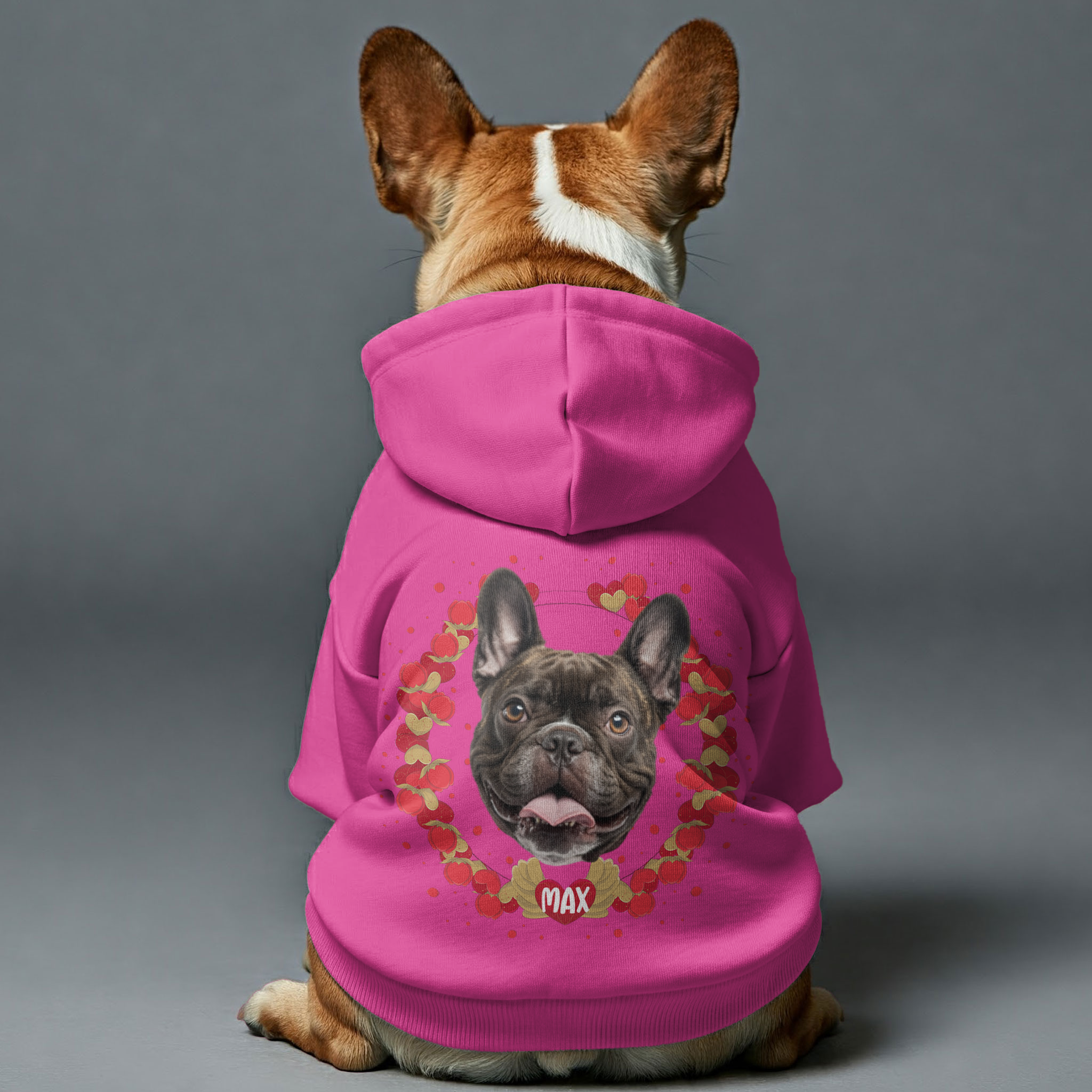 Hearts Frame – Personalized French Bulldog Hoodies with Funny Quotes, Custom Name, and Your Frenchie’s Photo – Stylish, Cozy, and Premium 100% Cotton