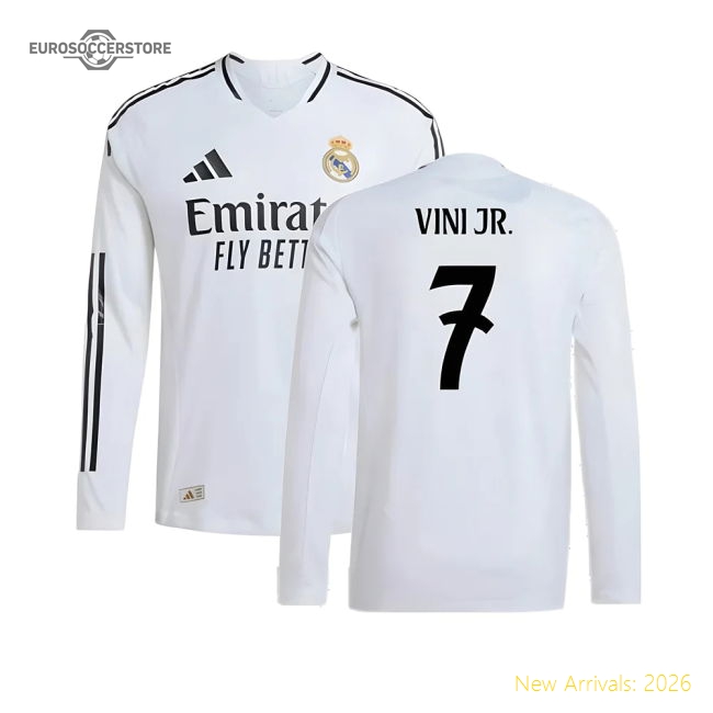2024-2025 Real Madrid Authentic Long Sleeve Home Jersey (vini Jr 7)