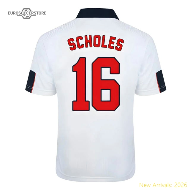Score Draw England World Cup 1998 Home Shirt (Scholes 16)
