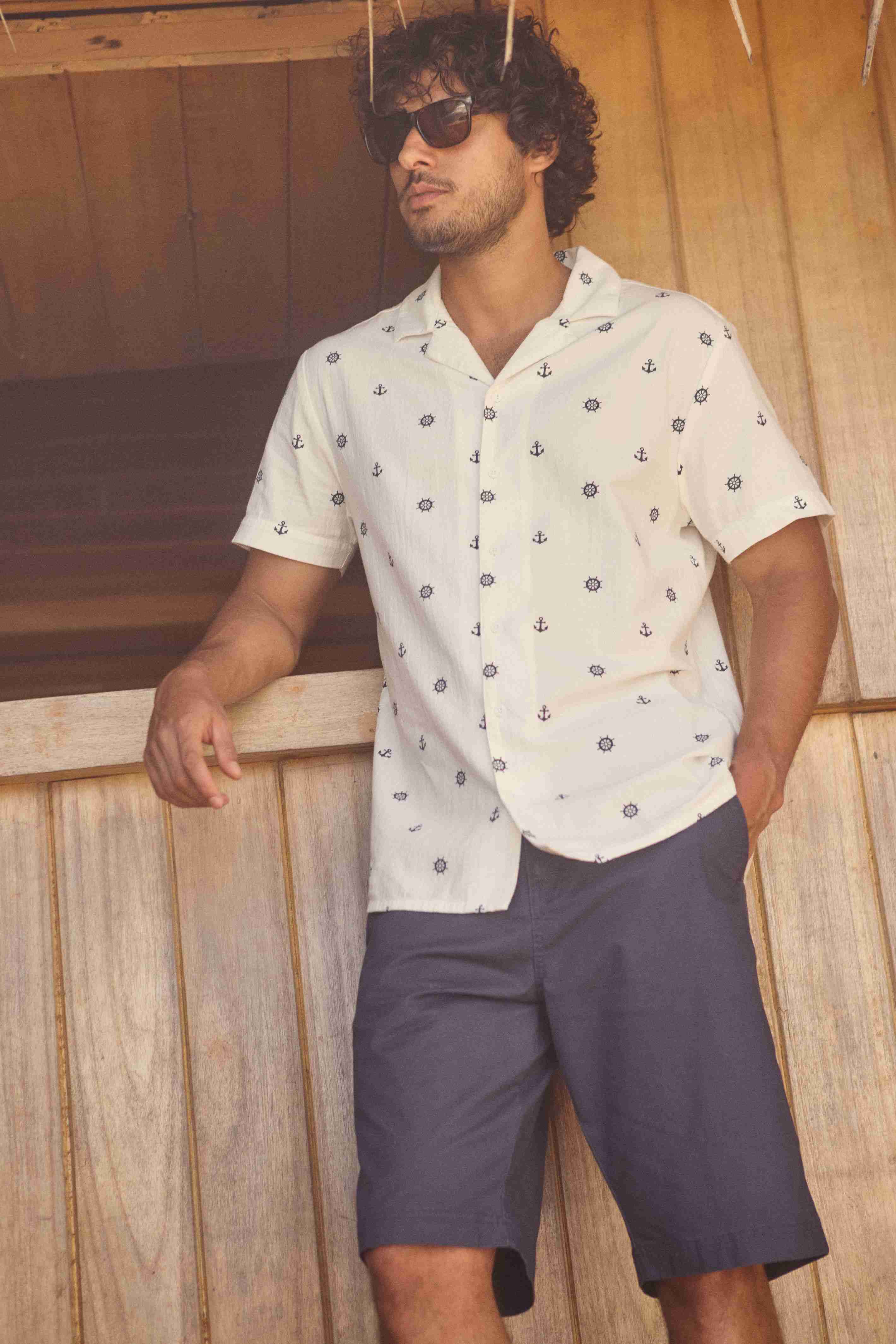 Rayburn Cotton Flat Front Shorts Navy