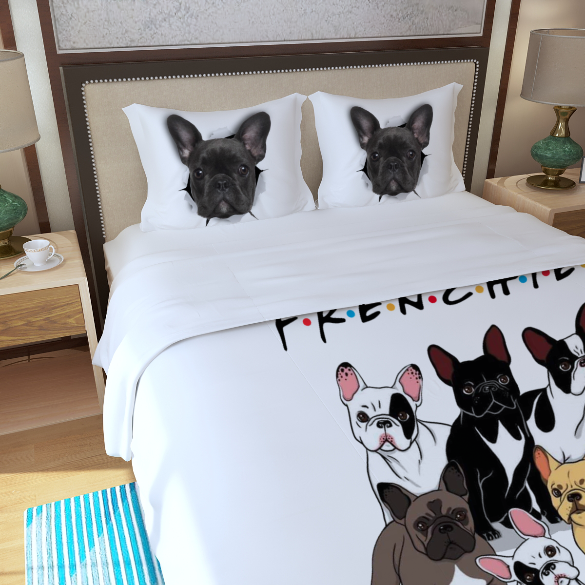 French Bulldog Meelo 3 Piece Duvet Cover Set Frenchie Pet Item