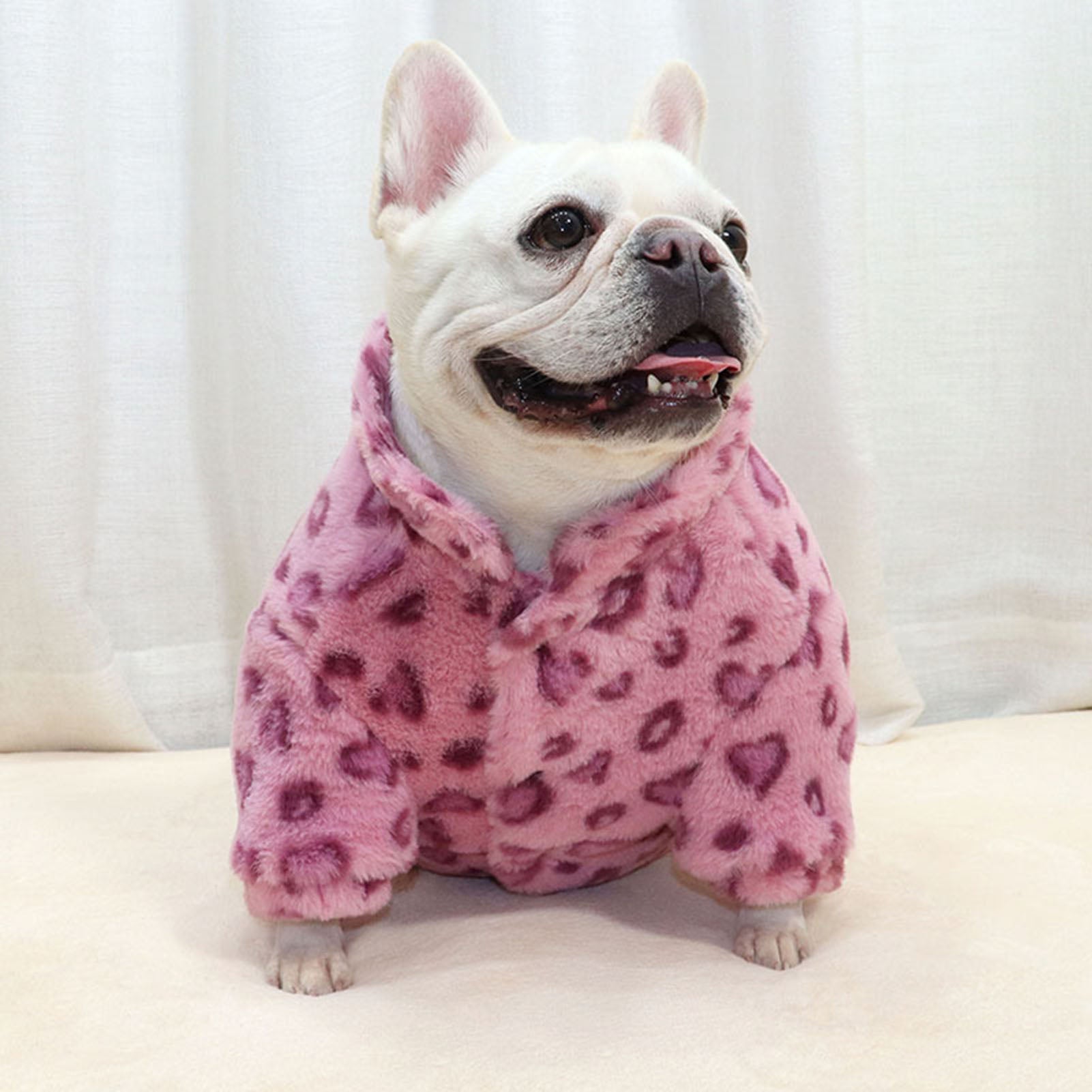 Stylish Cozypaws Frenchie Soft Fleece Leopard Jumpsuit for Dog Owners