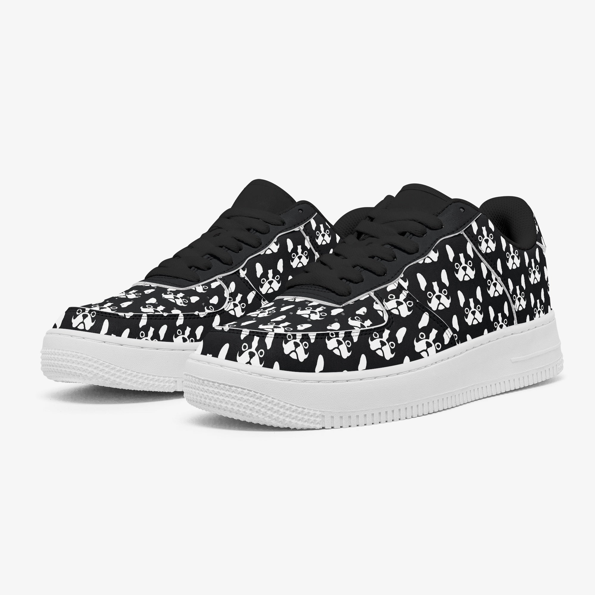 French Bulldog Blaze Low Top Leather Sneakers Durable Dog Footwear