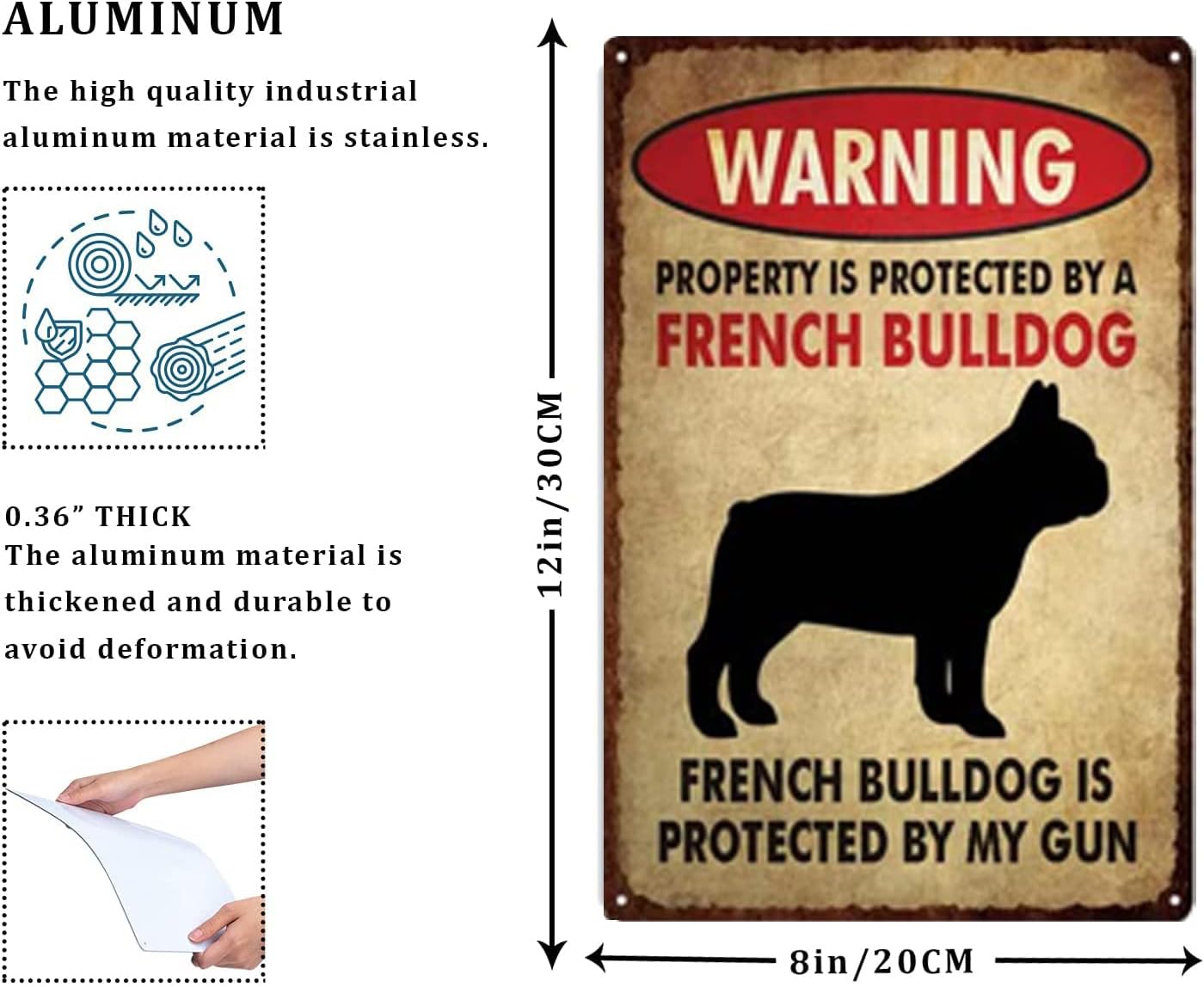 MetalPaws French Bulldog Vintage Metal Sign