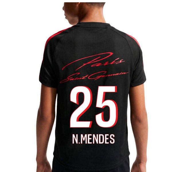 [JGK] 2026-2027 PSG Strike Training Shirt (Black) - Kids (N.Mendes 25)
