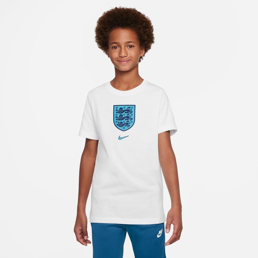 England T Shirt Crest Pure White Kids Supporter Version