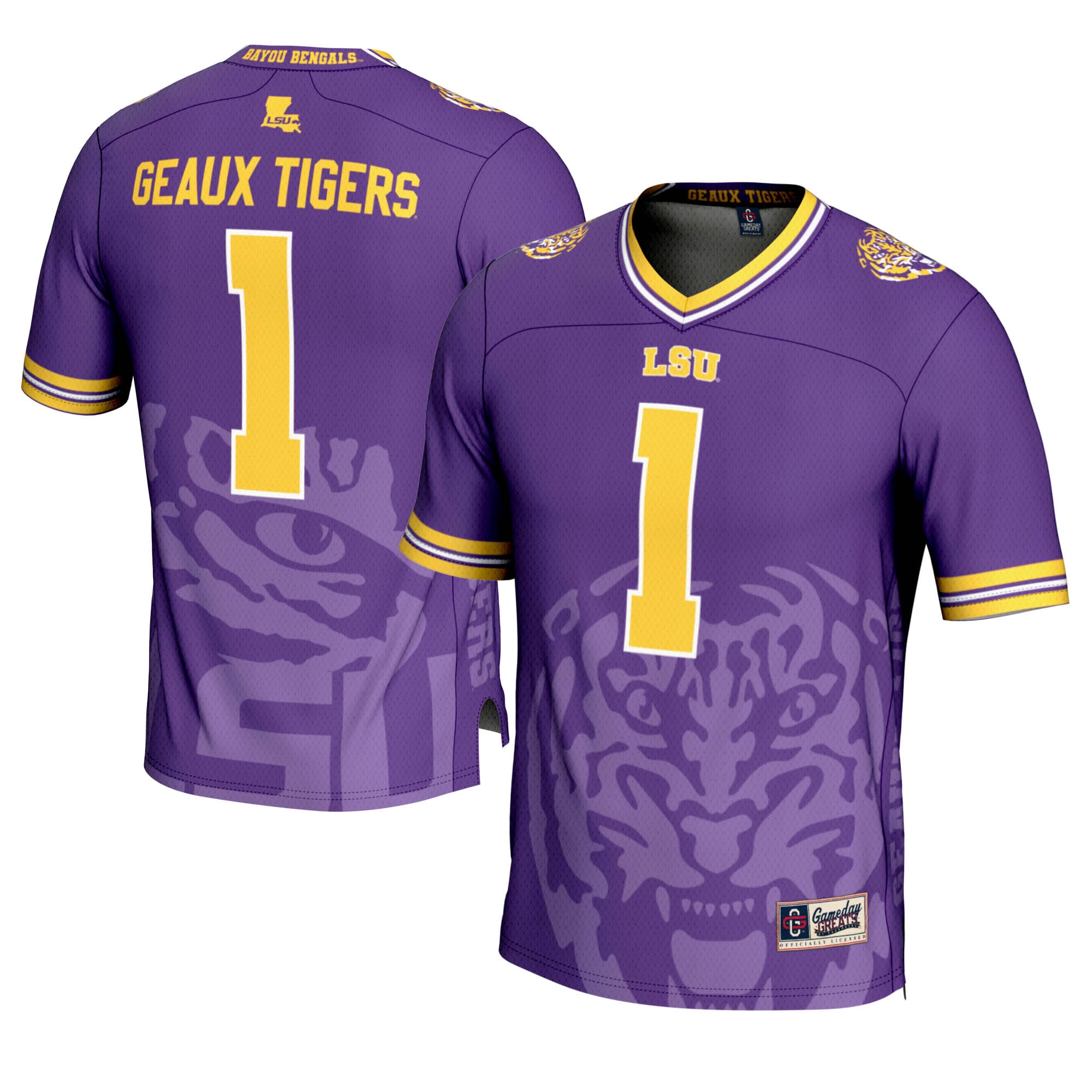 #1 LSU Tigers GameDay Greats Youth Icon Print Football Fashion 26/27 Football Jersey - Purple
