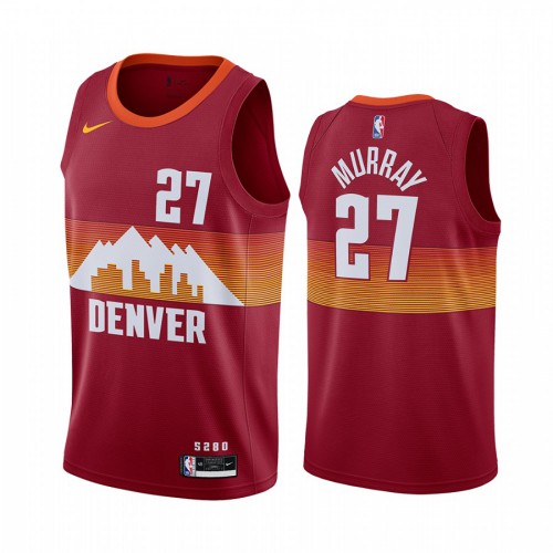 Red Nike Denver Nuggets #27 Nuggets Jersey - Breathable Material