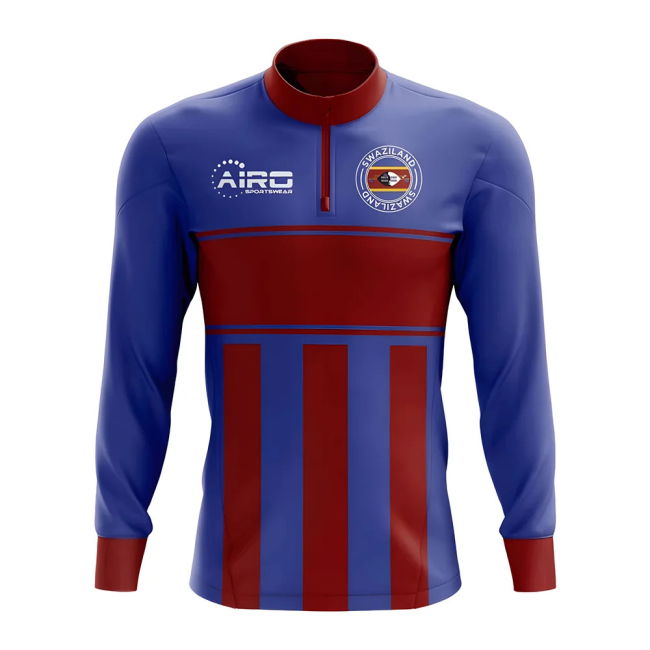 Elite Swaziland Concept Football Half Zip Midlayer Top (Blue-Red)