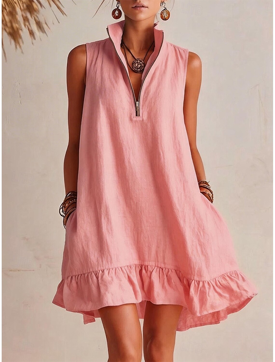 Women's Mini Dress Casual Dress Vest Dress Summer Dress Basic Classic Daily Vacation Loose Fit Plain Sleeveless V Neck Blue Pink Orange Green Summer Spring