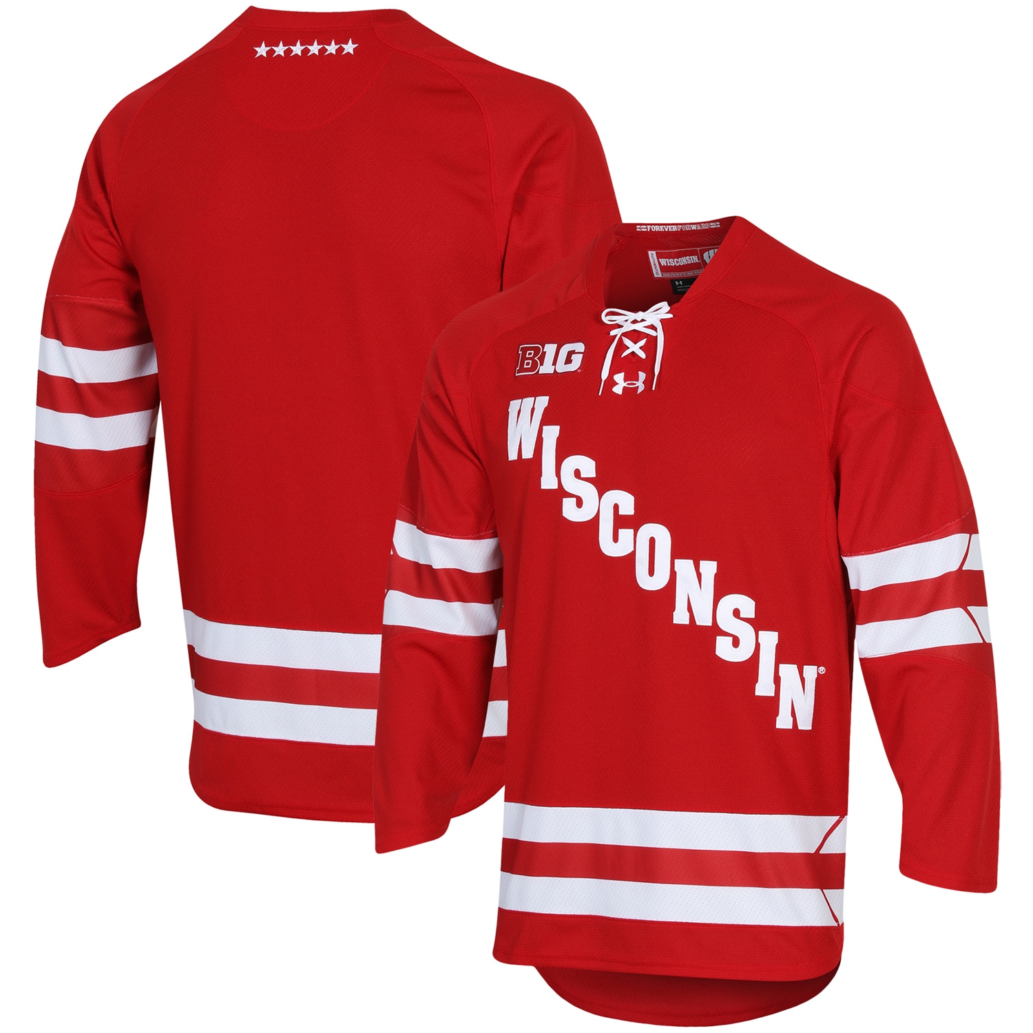 [DDG] Women's Wisconsin Badgers UA Replica Hockey Jersey - Red